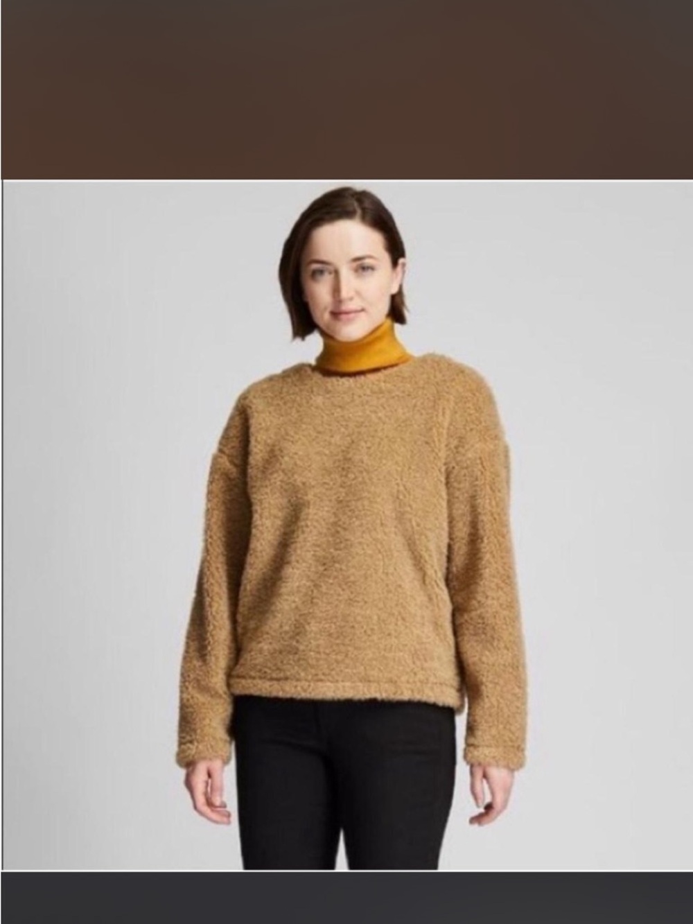 🤑LOWEST PRICE - Uniqlo Tan Sherpa Teddy Crewneck Sweater XS